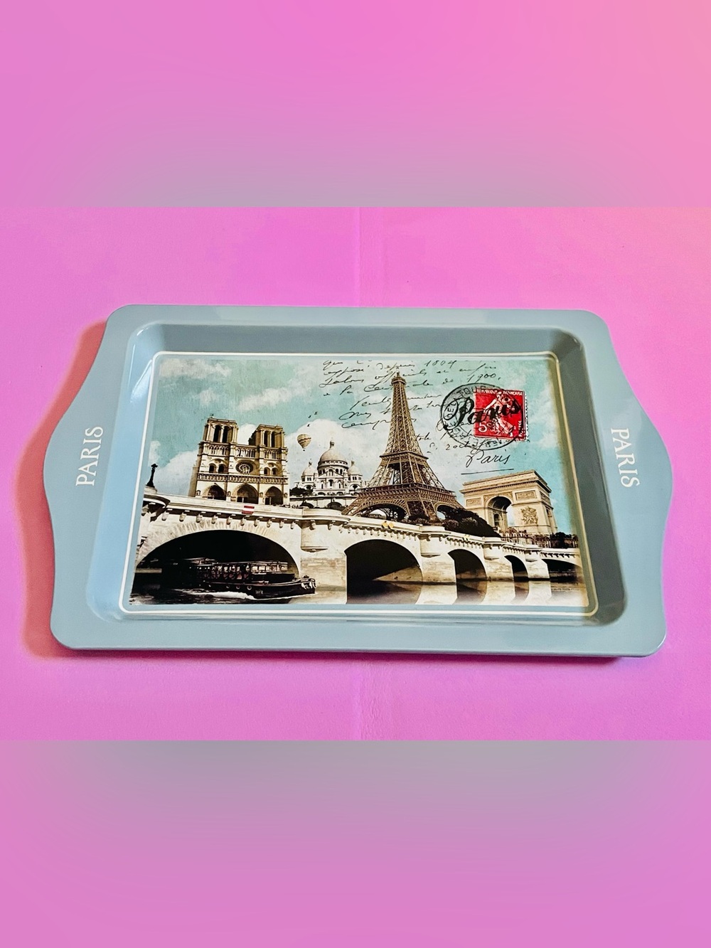 NEW Paris Landmark Decorative Bath Tray - Blue